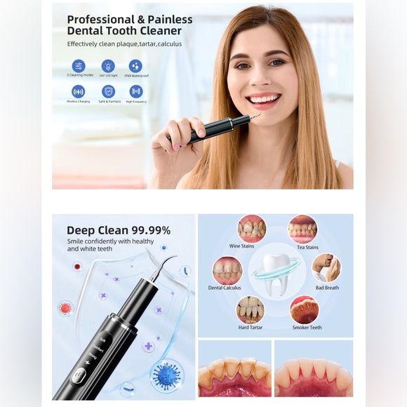 Plaque Remover for Teeth, Dental Cleaning Kit, Wireless, 4 Heads/3 Modes, LED - Picture 5 of 12